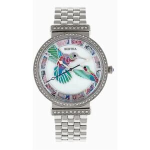 Bertha Emily Mother-Of-Pearl Hummingbird Bracelet Watch NIB with COA